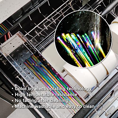 DESIHOM 5 Pairs Lightweight 304 Stainless Steel Chopsticks Gift Set, Reusable Chopsticks Anti-Slip Textured Metal Chopsticks Dishwasher Safe (Multicolor)