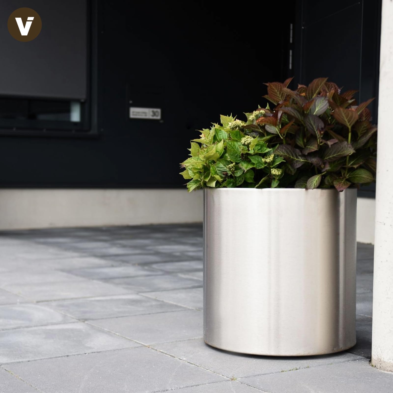 VIVANNO Pflanzkübel Edelstahl New Rondo - Wetterfest & Rostfrei mit Rollen | Mobiler Blumenkübel Ø40x40 cm, wetterbeständig, für außen & draußen, rostresistent, edles Design, korrosionsbeständig.