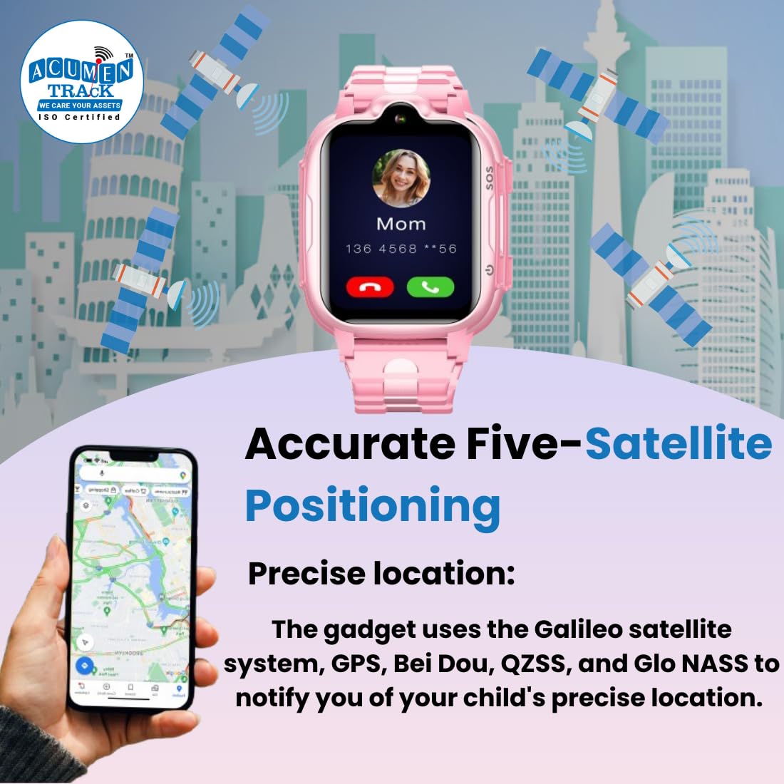Acumen 4G A1 Phone Watch for Kids,1.69’’IPS Touch Screen|Smart Watch with Water Proof IP 67 |Video & Phone Call|Camera,SOS,SMS, Chat,Games, with GPS Tracking| with Magnet Charger| 3