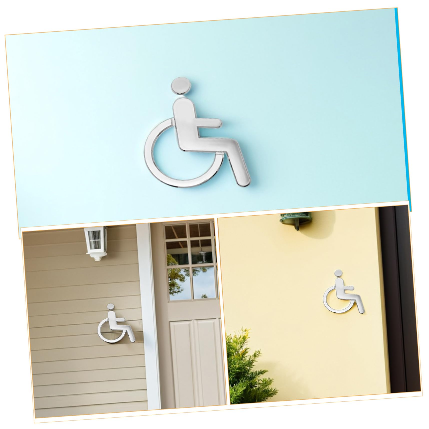 Hemobllo 6 Piezas Señales de Acceso para Discapacitados Adhesivas Indicadores de Baño Adaptado con Símbolo de Silla de Ruedas Resistentes y Duraderas para Hoteles Escuelas y Espacios