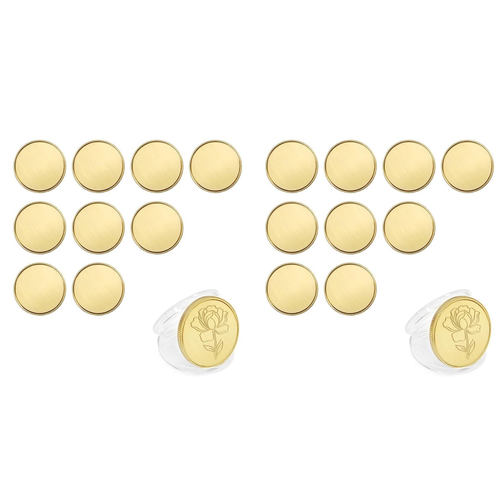 Jnchdghwa As Shown 20 Pcs Blank Brass Coins For Engraving: 40 Mm Metal Coins With Acrylic Protection Box, Solid Coins