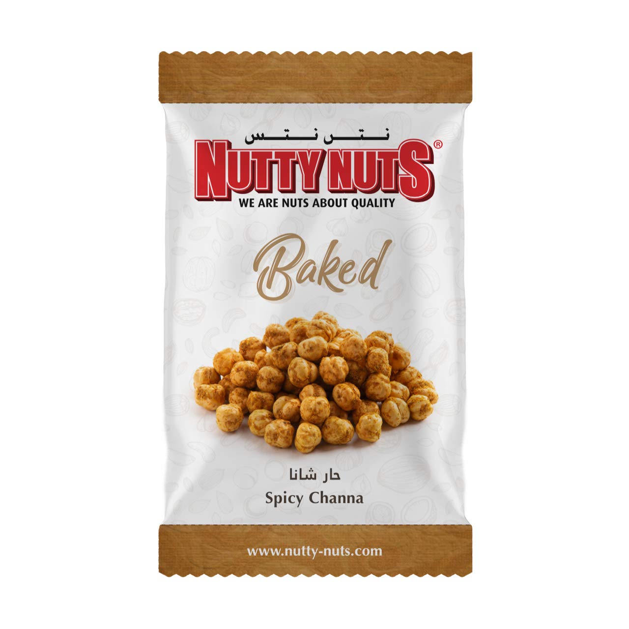 Nutty Nuts Spicy Chickpeas Channa - 100% Baked not Fried - No artificial flavours, colours, preservatives or flavour enhancers for a healthy, conscious snacking - Pouch Pack - 40g