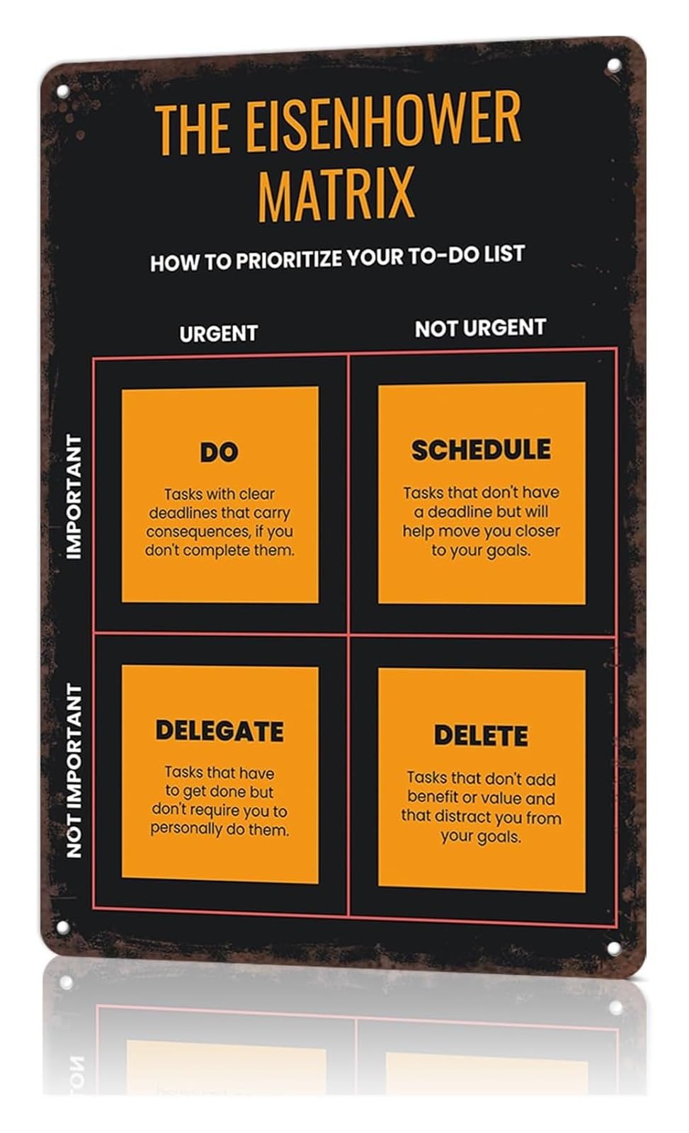 NWPNLXEA Retro Priority Tin Sign Eisenhower Matrix For Living Room Cafe Pub Bar 8 X 12 inch
