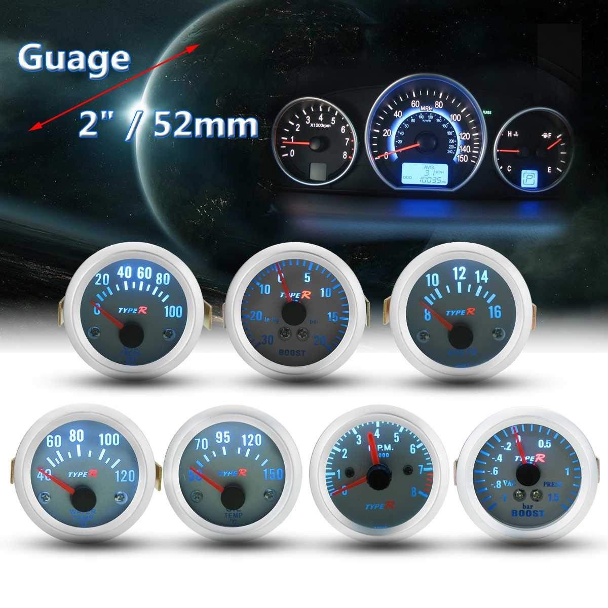 Buy 2'' 52mm Dial Car Boost PSI/BAR Water Oil Temp Oil Pressure