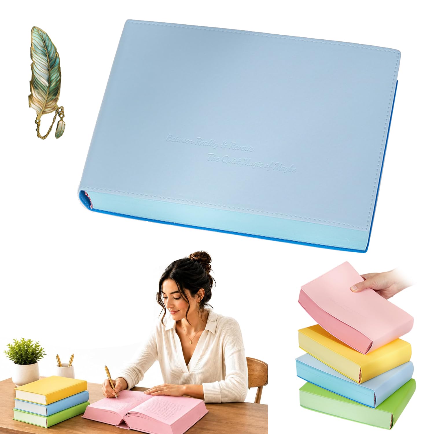 Carnet A5 couverture rigide bleue de 720 pages pour vos notes de bureau - 8