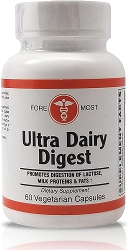 Holistic Health Suplemento de enzima lactasa Ultra Dairy Digest, suplementos de enzimas digestivas para apoyo digestivo, se dirige a las molestias