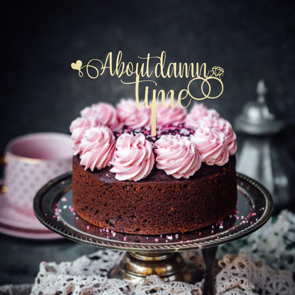 About Damn Time Wedding Cake Topper, Wedding Cake Decor Anniversary Party Supplies, Bridal Shower Party Decoration, Funny Engagement Topper Diamond