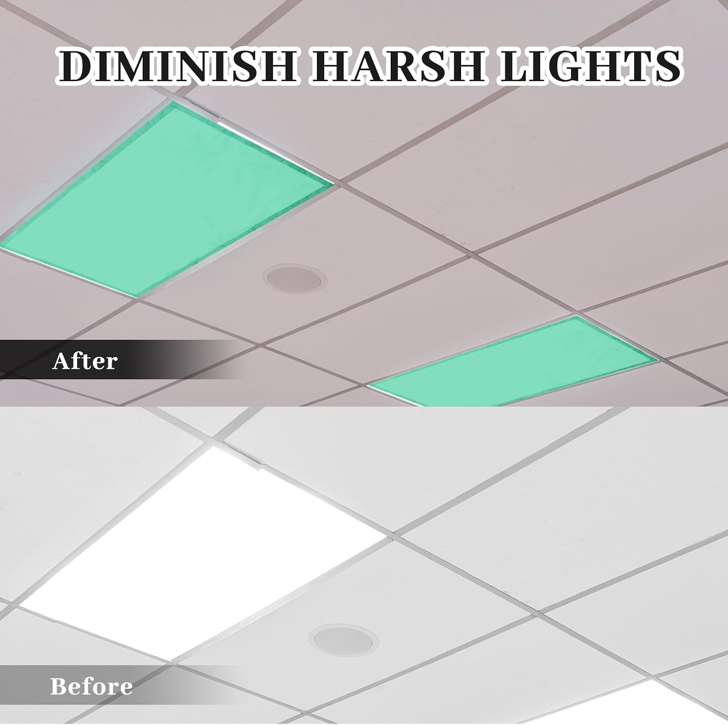 Hortsun 4 Pack Fluorescent Light Covers 4 x 2 Feet Magnetic Light Cover for Drop Ceiling, Fluorescent Ceiling Shade Filters for Office Classroom Home Hospital Decor(Green)