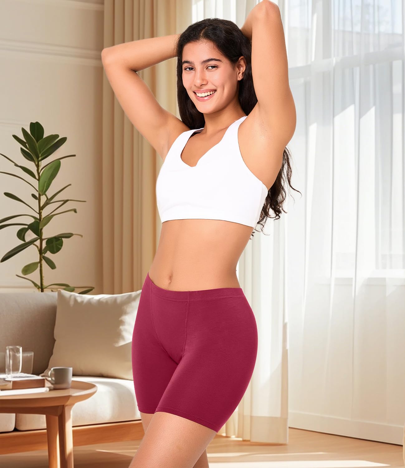 BAMBOO COOL Womens Boxer Briefs Underwear Boy Shorts Soft Stretch Panties for Women, 4 Packs