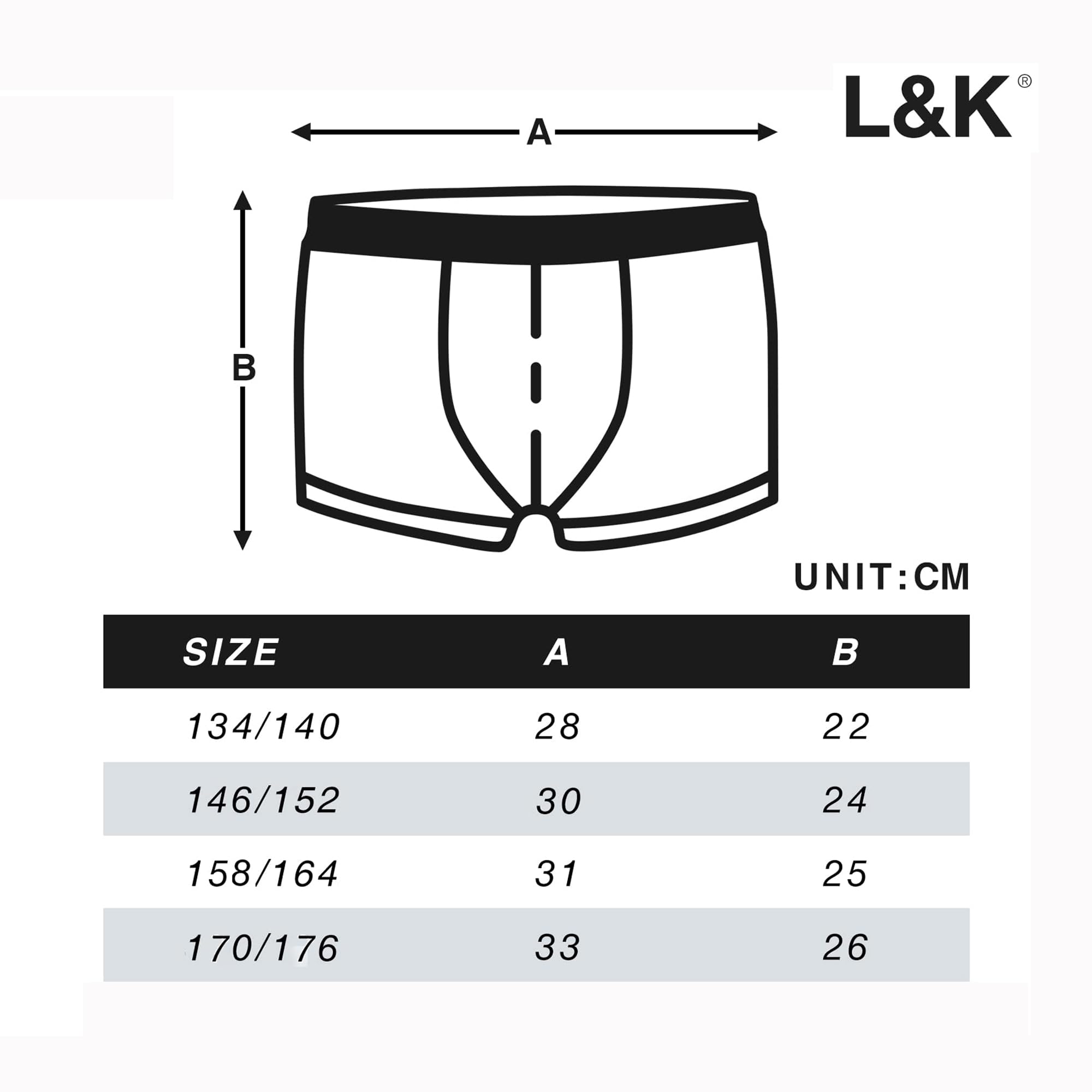 L&K-II Bokserki dla chłopców, zestaw 5/8 sztuk, bielizna dziecięca z bawełny, miękkie, oddychające i wygodne, różne wzory, rozmiar 134-176 (8-16 lat)