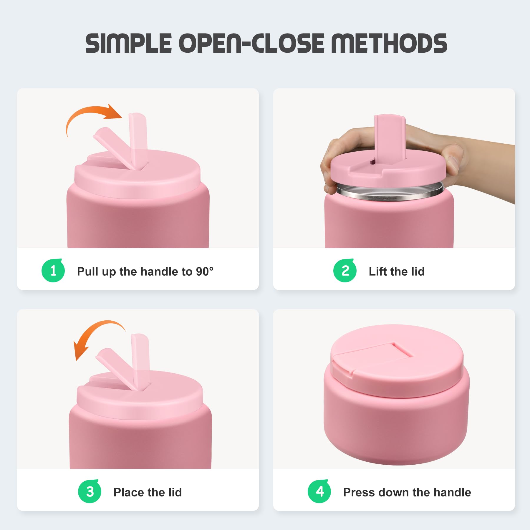 Itslife Thermo per Alimenti 400ml con Coperchio a Fibbia, Contenitore Termico Bambini di Acciaio Inossidabile, Portavivande Termico per Picnic, Scuola e Ufficio, Rosa