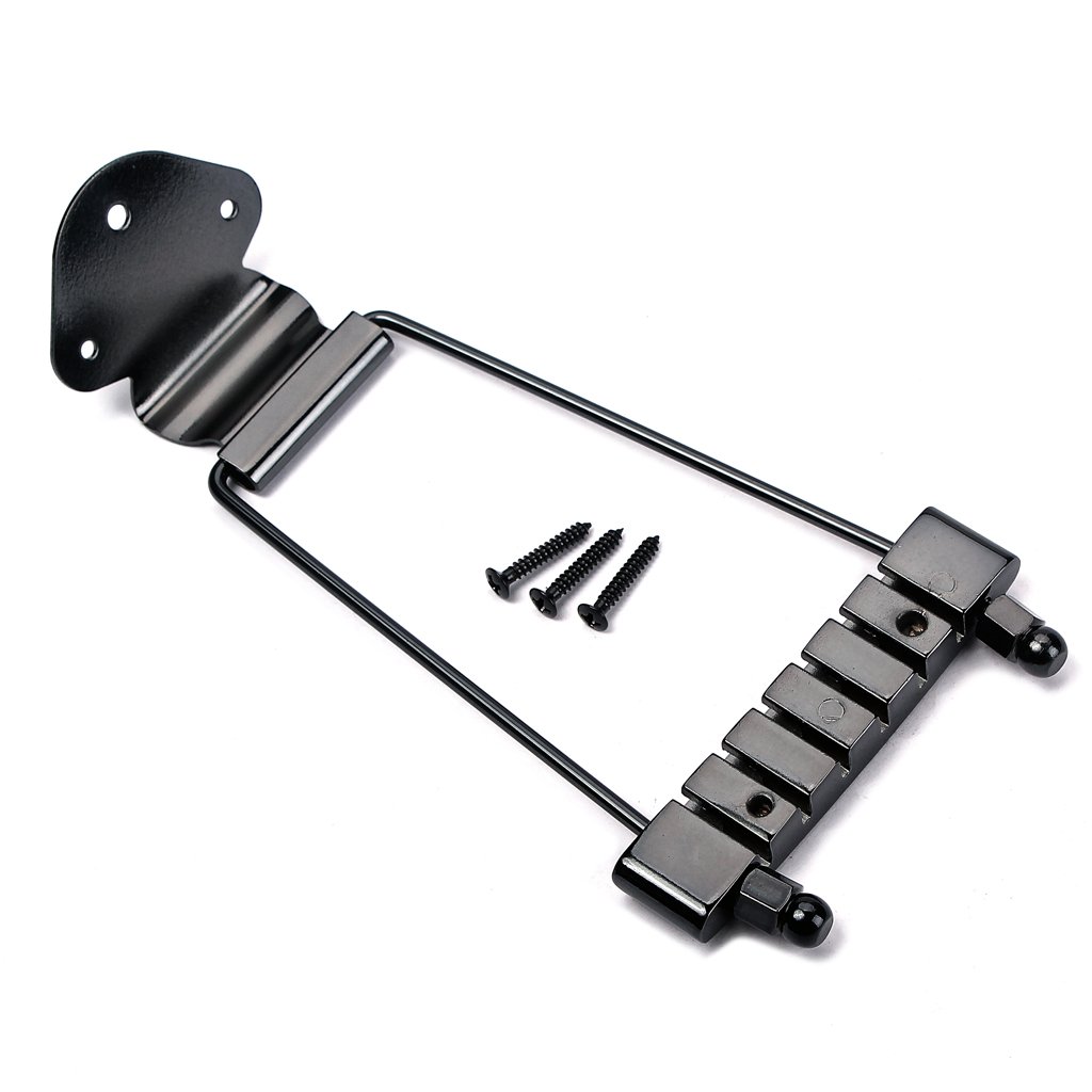 Alnicov 6-strunowa gitara trapezowa końcówka mostek do gitary jazzowej Archtop zamiennik - czarny
