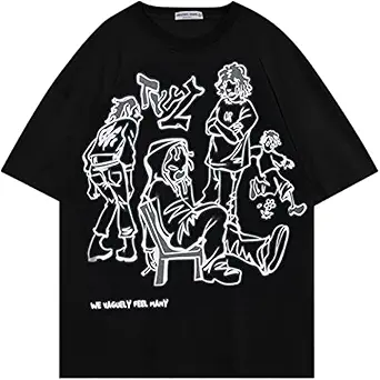 Aelfric Eden Graphic Tees Y2k Cartoon Printed Womens Oversized T Shirt Vintage Tees Men Unisex Aesthetic Streetwear Shirts