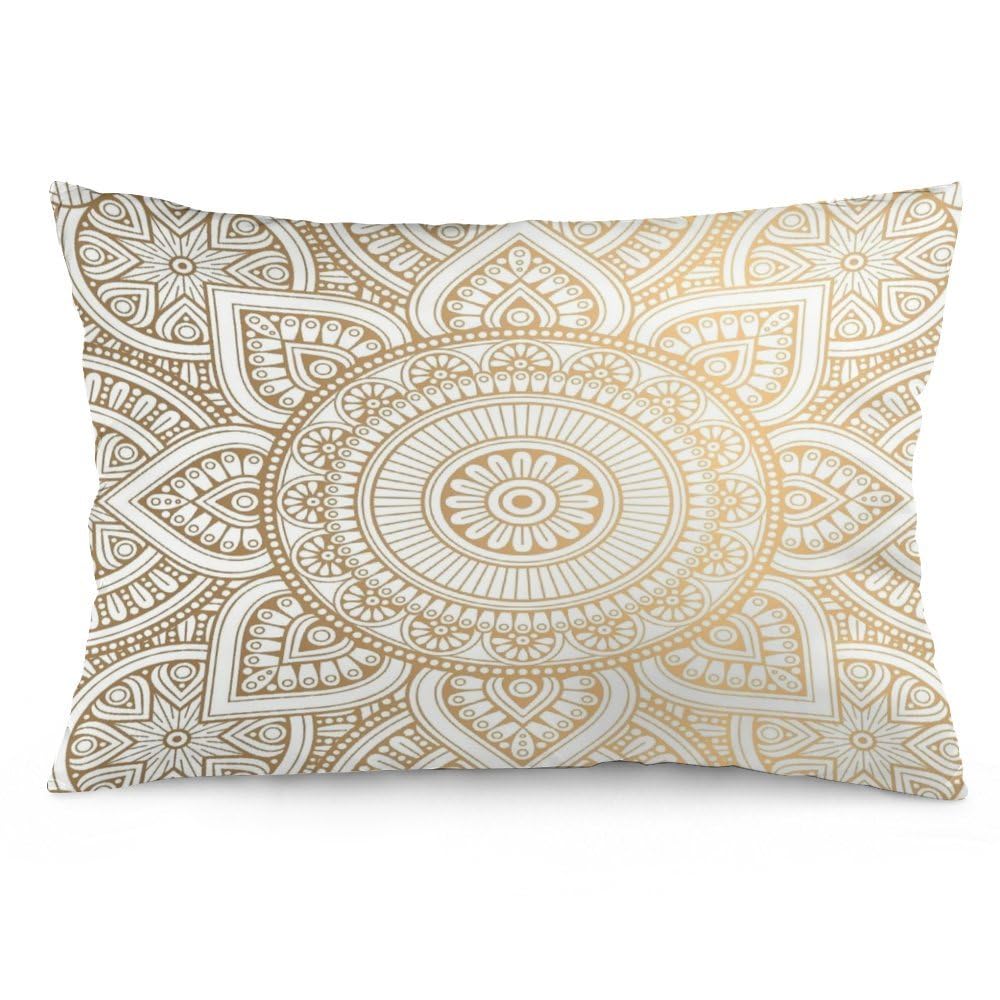 Mandala Gold Pillow Covers Decorative Preppy Lumbar Throw Pillowcase 12x20 Inch Couch Cushion Cover for Home Decor Living Room Bedroom College Dorm Bed Car Sofa Sofa