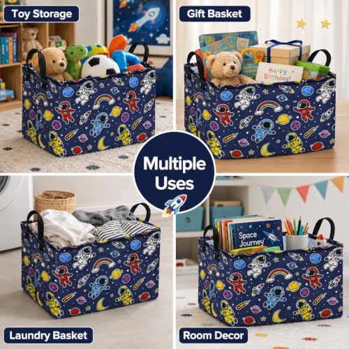 Image of Space Storage Basket for Boys, Rocket Toy Bin, Kids Gifts Basket