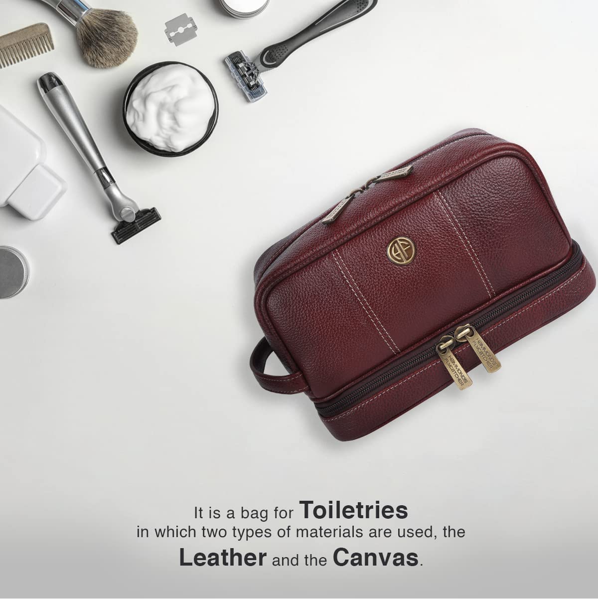 Hammonds Flycatcher - Neceser de piel auténtica de 11 cm para hombre, marrón, kit de cuero Dopp, neceser de aseo para hombre, bolsa de aseo para hombre, bolsa de aseo de viaje, estuche de tocador