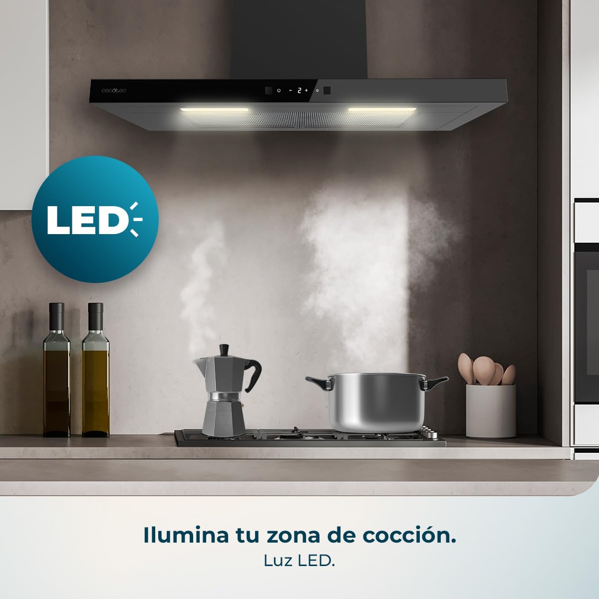 Cecotec Campana Extractora en forma de T Bolero Flux TT 704400 Inox A++, 70cm, 413,3m³/h de succión, Clase A++, Control Táctil Invisible, Hand Movement Control, Función Booster, Filtros Lavables — view 9