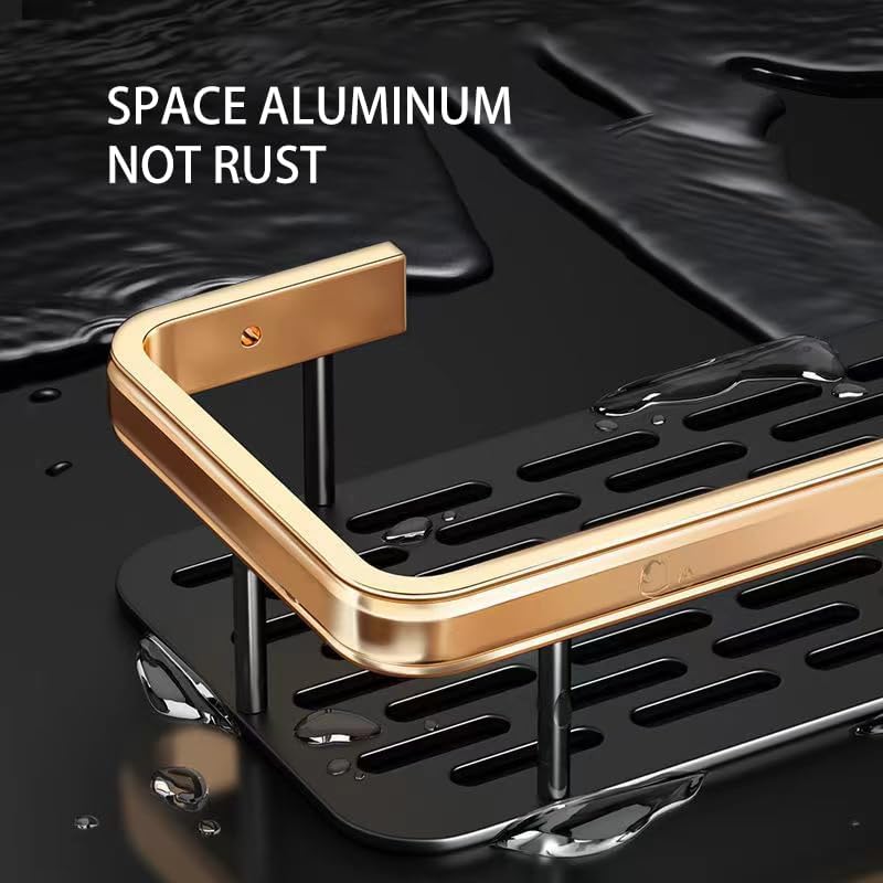 Miniatura 3 de Prodottitaly Estante adhesivo para regadera, organizador de pared de ducha grande, estantes de ducha sin taladro para ducha interior, aleación de Al