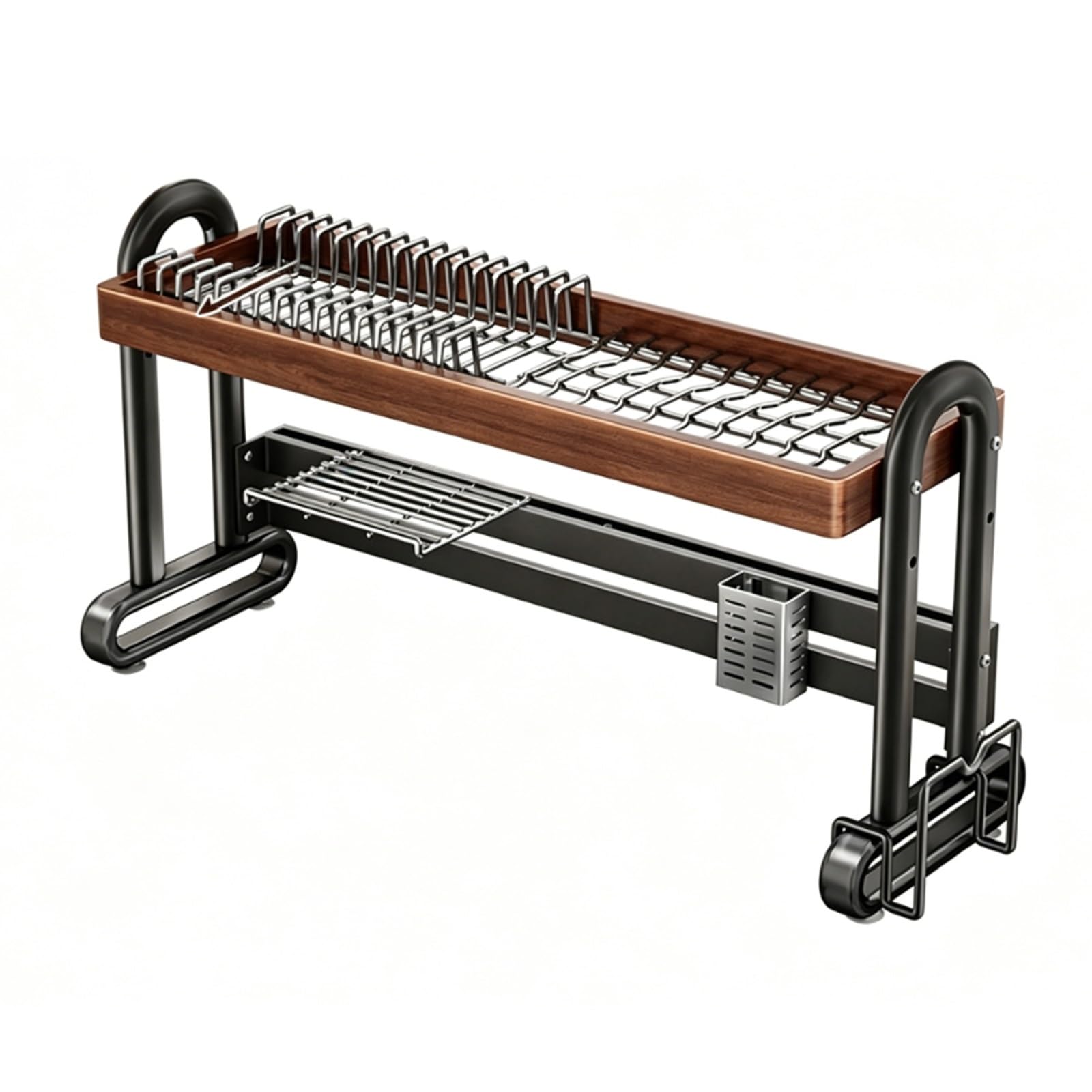 Cesta escurridora Multifuncional para el Fregadero de la Cocina: Cesta escurridora de Acero Inoxidable, Soporte para Cuencos y Platos, así como Soporte para Cuchillos y Tablas de Cortar (Cue