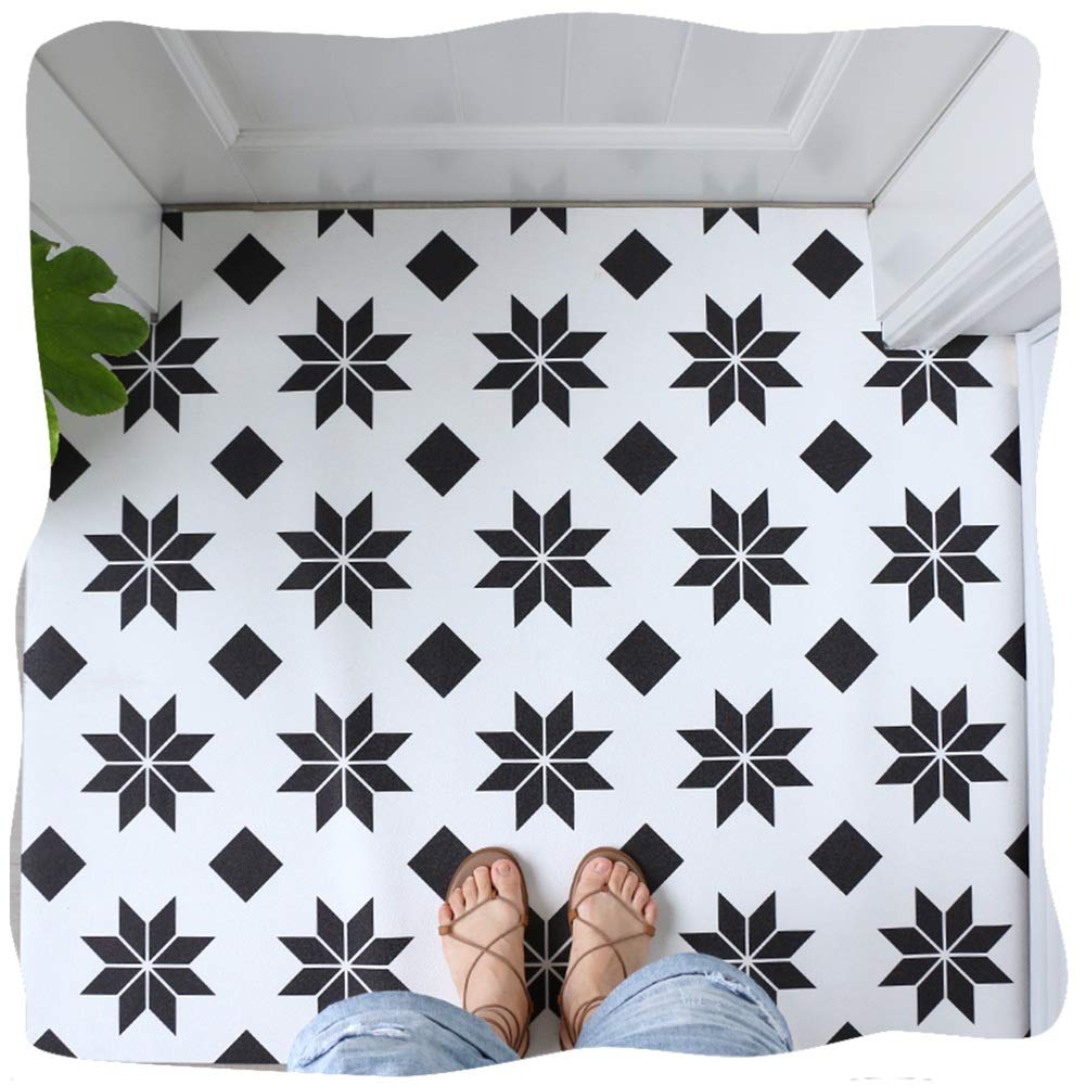 YANGJUN-Doormats Entrance Floor Mat Low-Profile Home Durable Waterproof PVC Leather, Simple Geometric Design Nordic Style,Mats For Entry, Cuttable Customizable (Color : C, Size : 40c120cm)