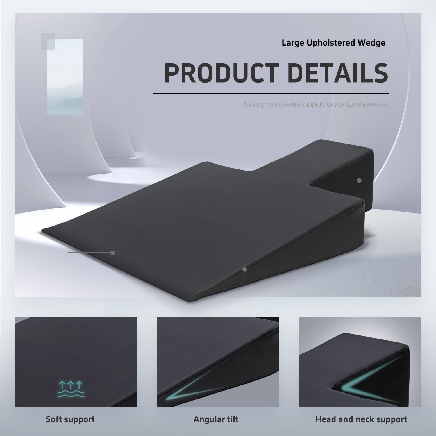 Faittd Large Upholstered Wedge, Exercise Equipment for Pilates Reformer, Workout Pad for Floor Exercises, Ideal for Athletes and Physical Therapy, Pilates Home Gym or Studio Use