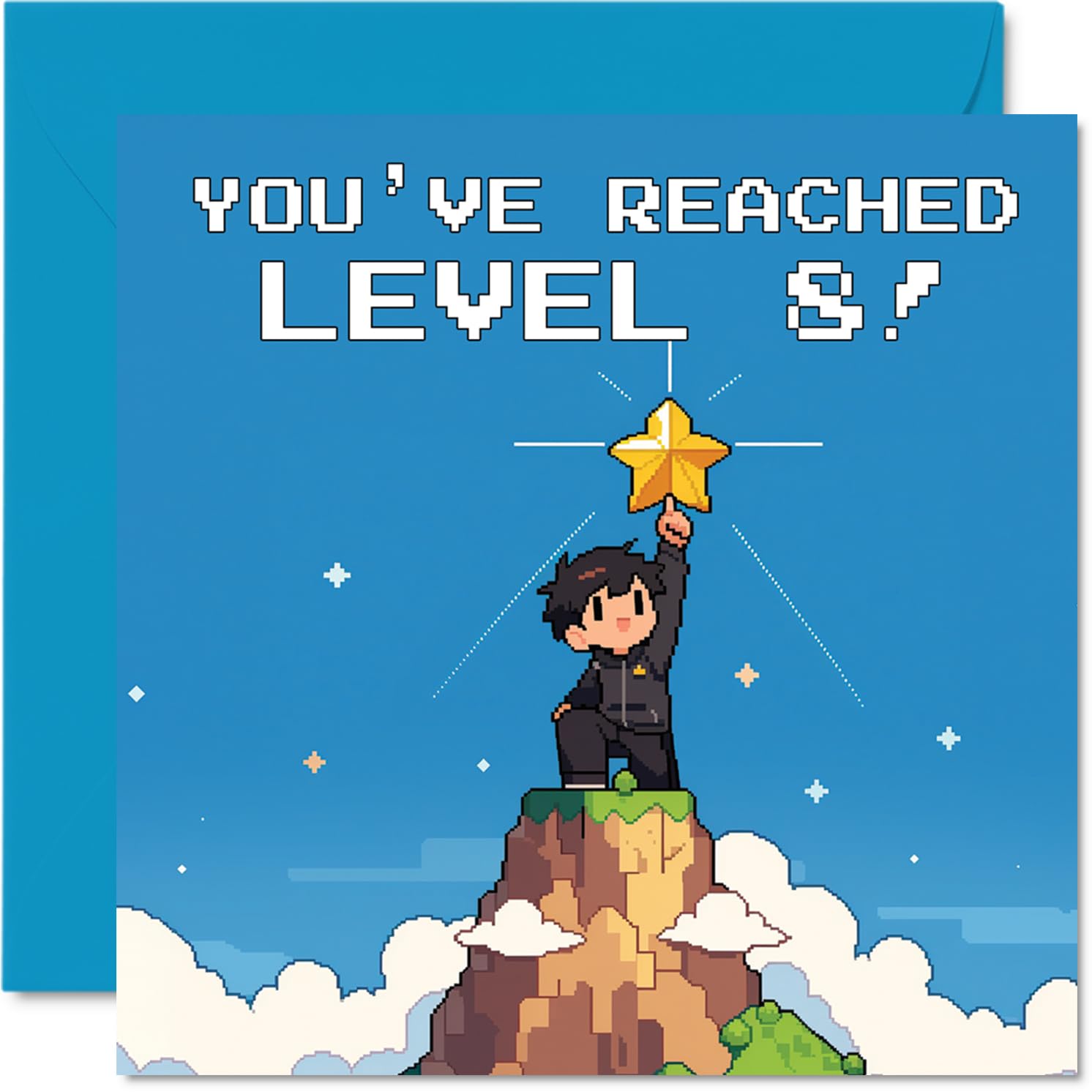Playful 8th Birthday Card, Level Up Celebration