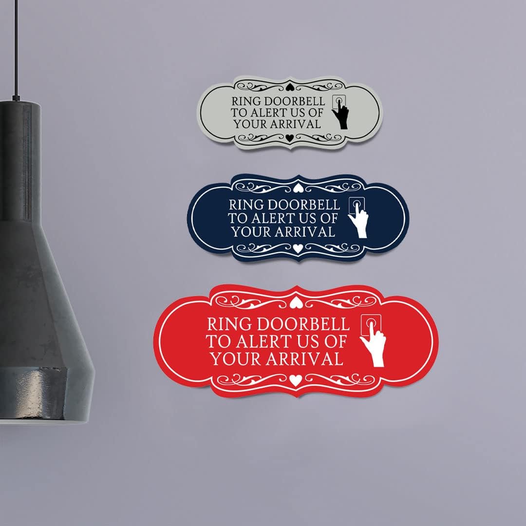 Signs ByLITA Designer Ring Doorbell to Alert Us of Your Arrival Sign (Brushed Silver) - Medium
