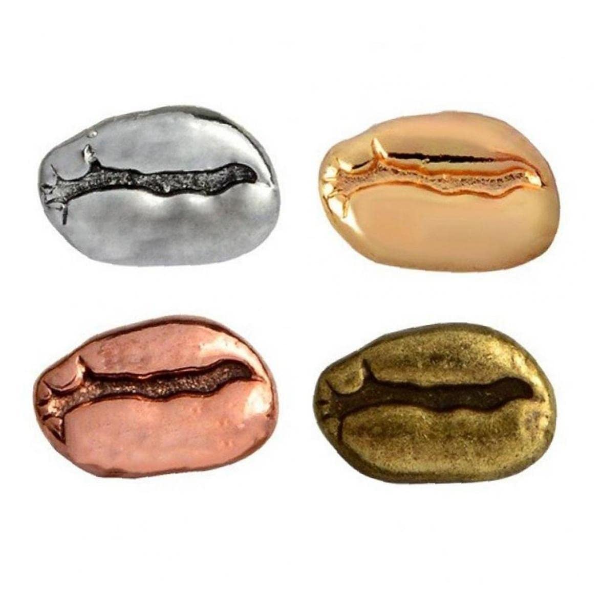 Casiler 4Pcs Metal Lapel Pin Coffee Beans Shape Brooch Pins Shirt Bag Cap Jackets Badge Vintage Pins Gift Accessories