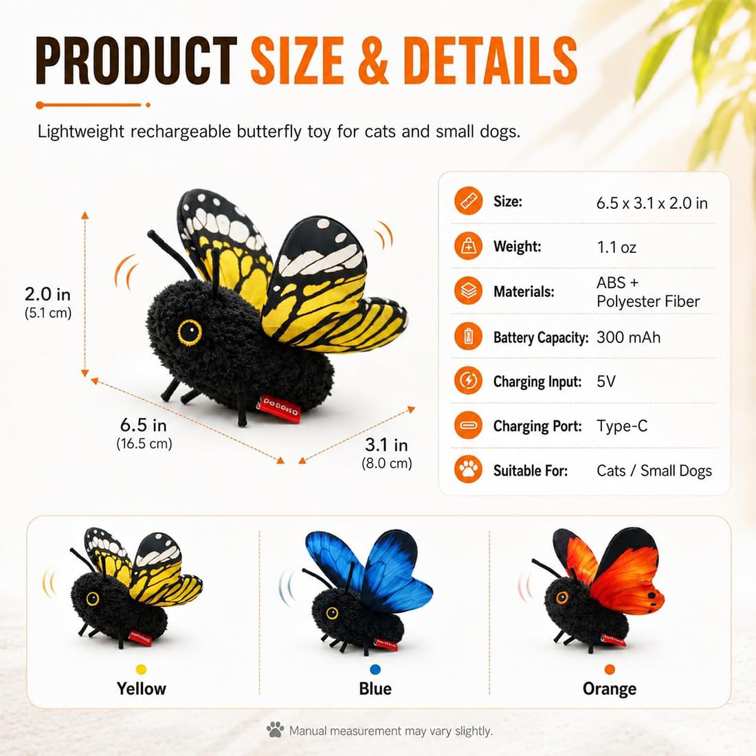 Juguete Interactivo de Mariposa para Gatos con Alas Batientes Realistas, Insecto Móvil para Gatos de Interior, Juego Automático para Ejercicio e Instinto de Caza (Blue,2PCS)