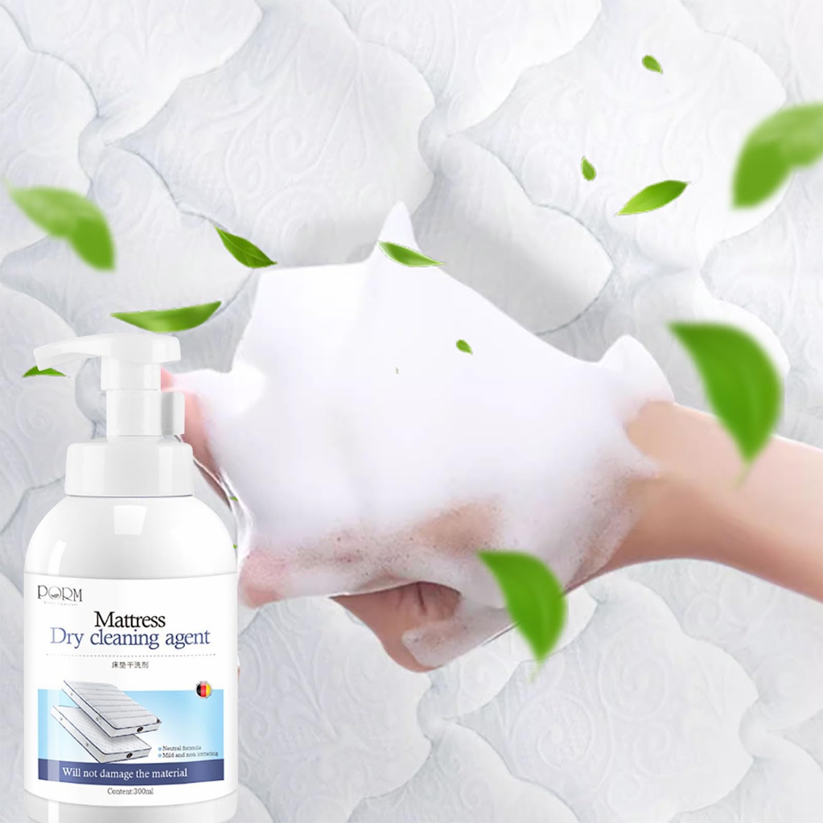 Wash-Free Cleaner Spray, Matratze Reinigung Spray, Ultrastarker Schaum Reiniger, Wasserfreier Fleckenentferner, Entfernt Gelbe Flecken und Gerüche von Matratzen, Auflagen, Stoffen und Sofa