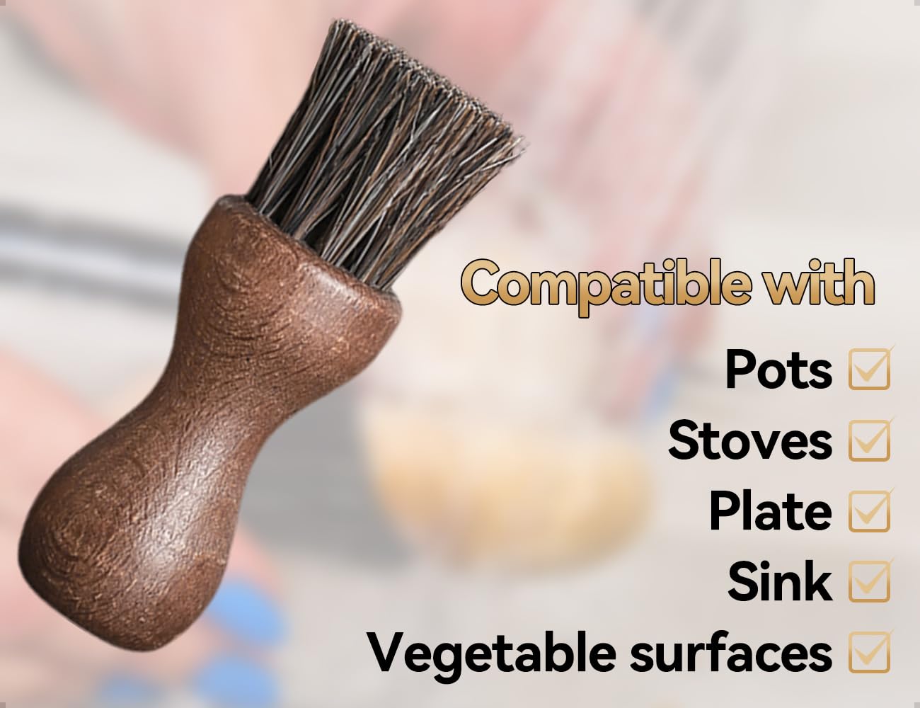 Cepillo para Verduras,Cepillo de Madera para Platos,Cepillo Resistente para Hongos,Ideal para Cocina y baño,para Limpiar Platos,ollas y sartenes en casa,Cocina,baño,Suelo y encimera(Redondo)
