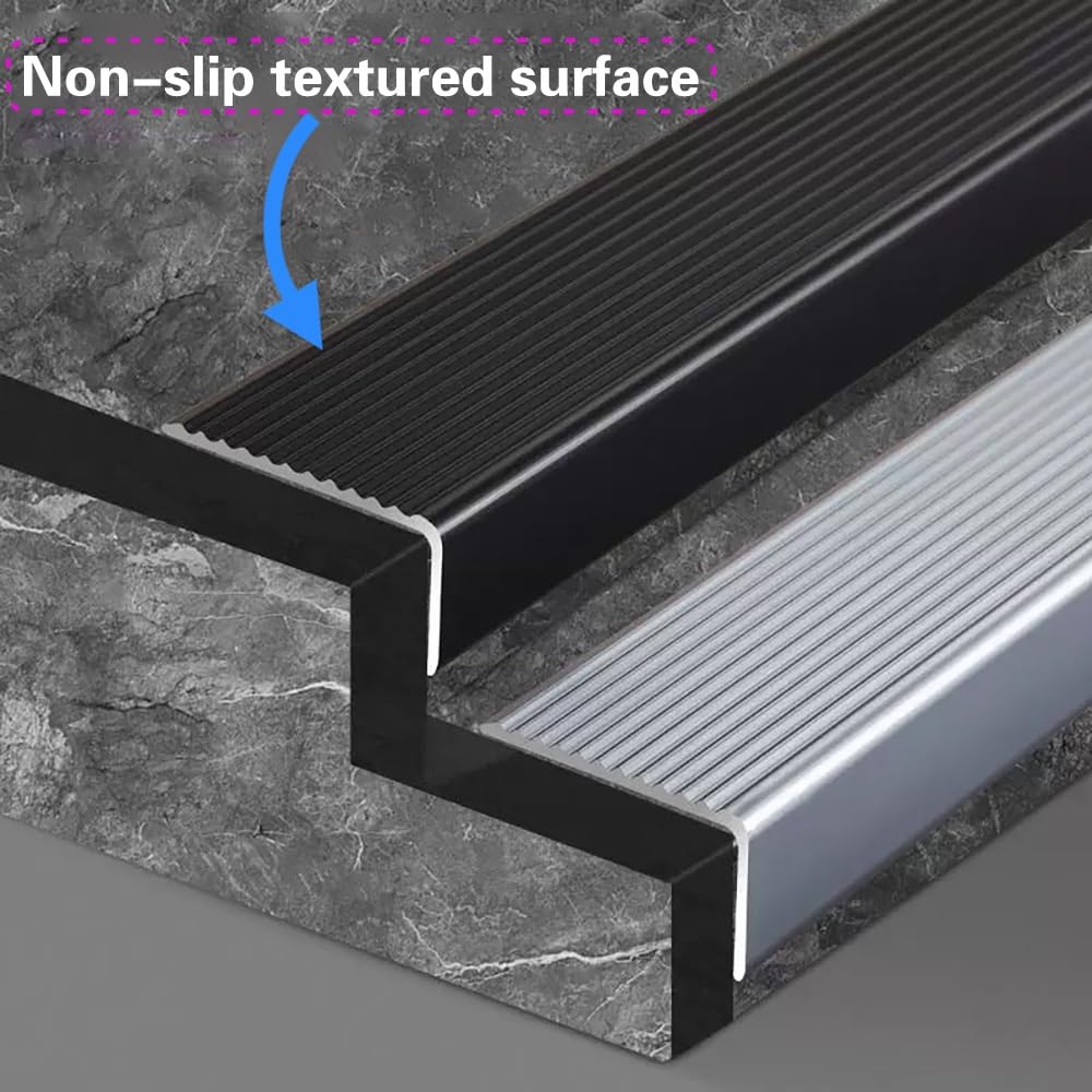 Protector De Borde De Escalera, Perfil De Aluminio Antideslizante Cantonera Protector De Borde Forma De L para Escaleras De Madera Metal Y Baldosas(Rose Gold,3pc-130cm/51in)