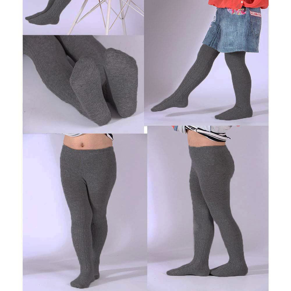 SYGA Baby Tights For Girls Soft Cotton Infant Leggings Toddler Solid Knit Stockings Socks Newborn Warm Crochet Pants (0-6 Months, Dark Grey) - Image 5 thumbnail