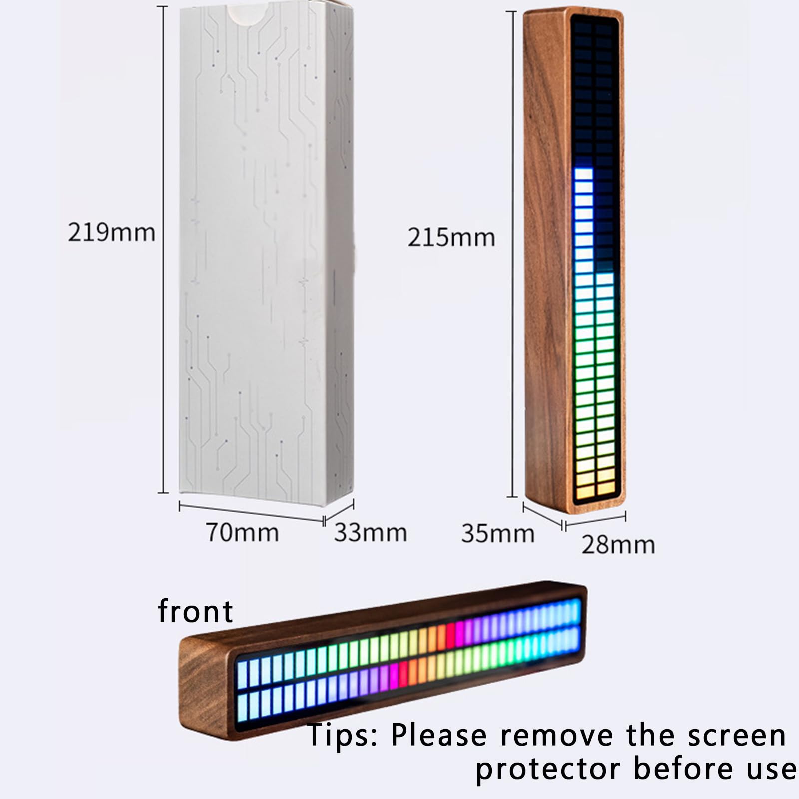 Luci Ritmiche a Doppia Fila, Luci Ritmiche Musicali RGB, Funzione di Memoria di Spegnimento, Tre modalità di Illuminazione, per Desktop, Studio, Sala Giochi