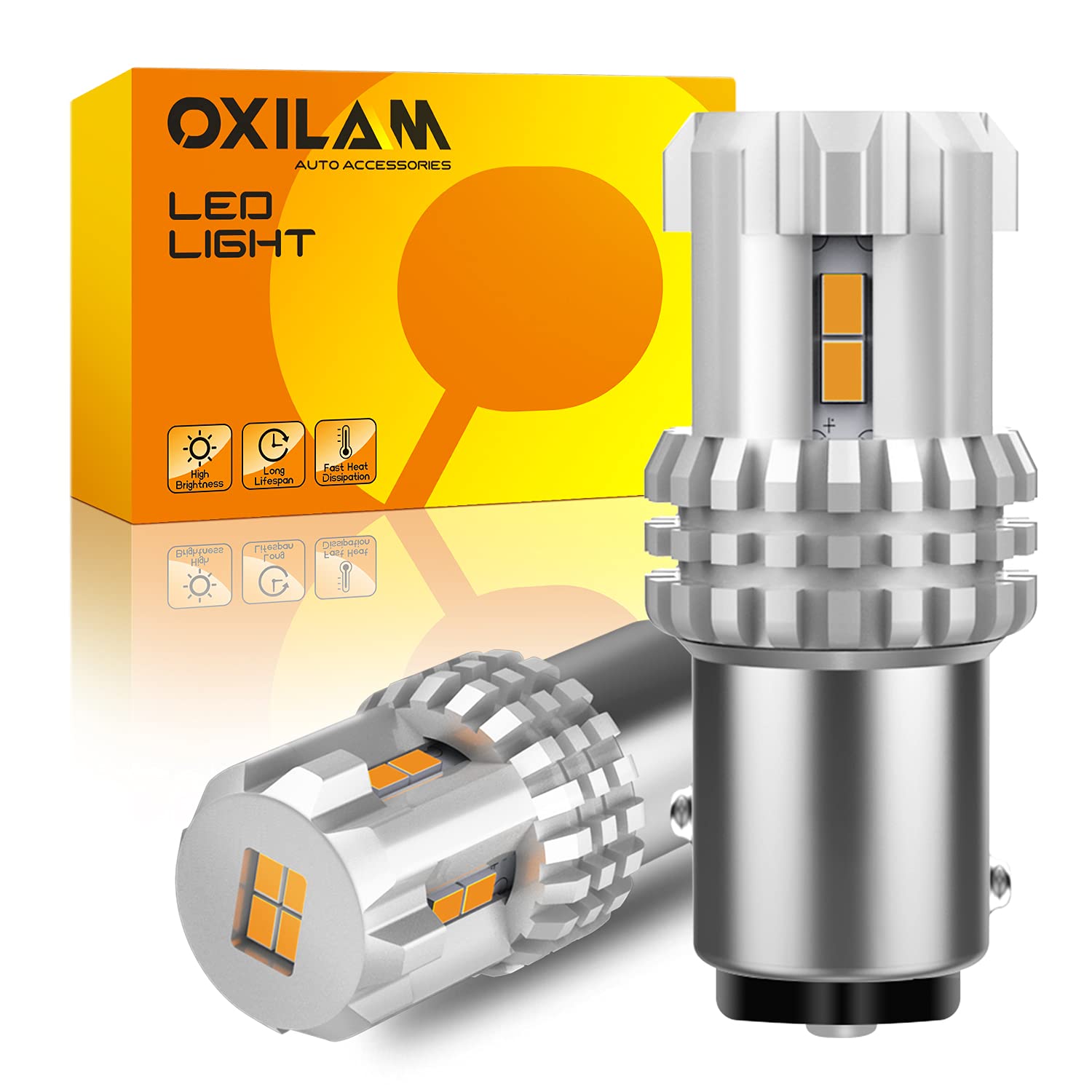 OXILAM1157 2057 2357 7528 BAY15D LED Bulb Amber Yellow Replacement for Turn Signal Light, Brake Lights, Tail Lights, Blinker Lights, Side Marker Light Extremely Bright