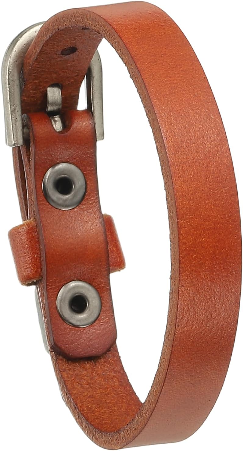 PATIKIL Leather Belt Bracelet, Thin Buckle Wristband Buckle Wristband for Men Women Vintage Cuff