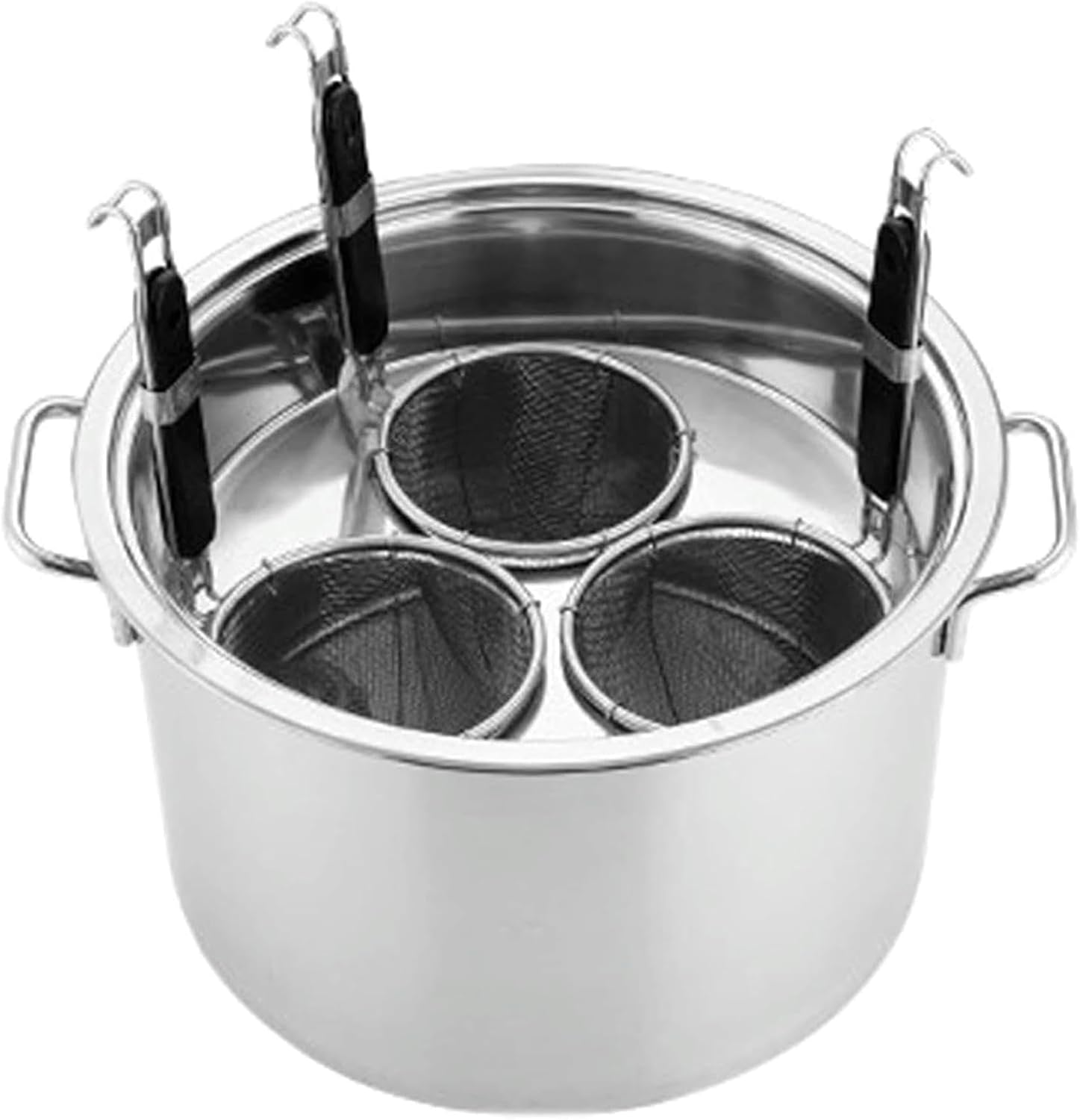 201 Stainless Steel Pasta Cooker Insert Set 3 Holes Pasta Pot with Three Insert Strainer Baskets, Multipots Cooking Tool for Pasta, Noodle, Dumplings, Soup-1