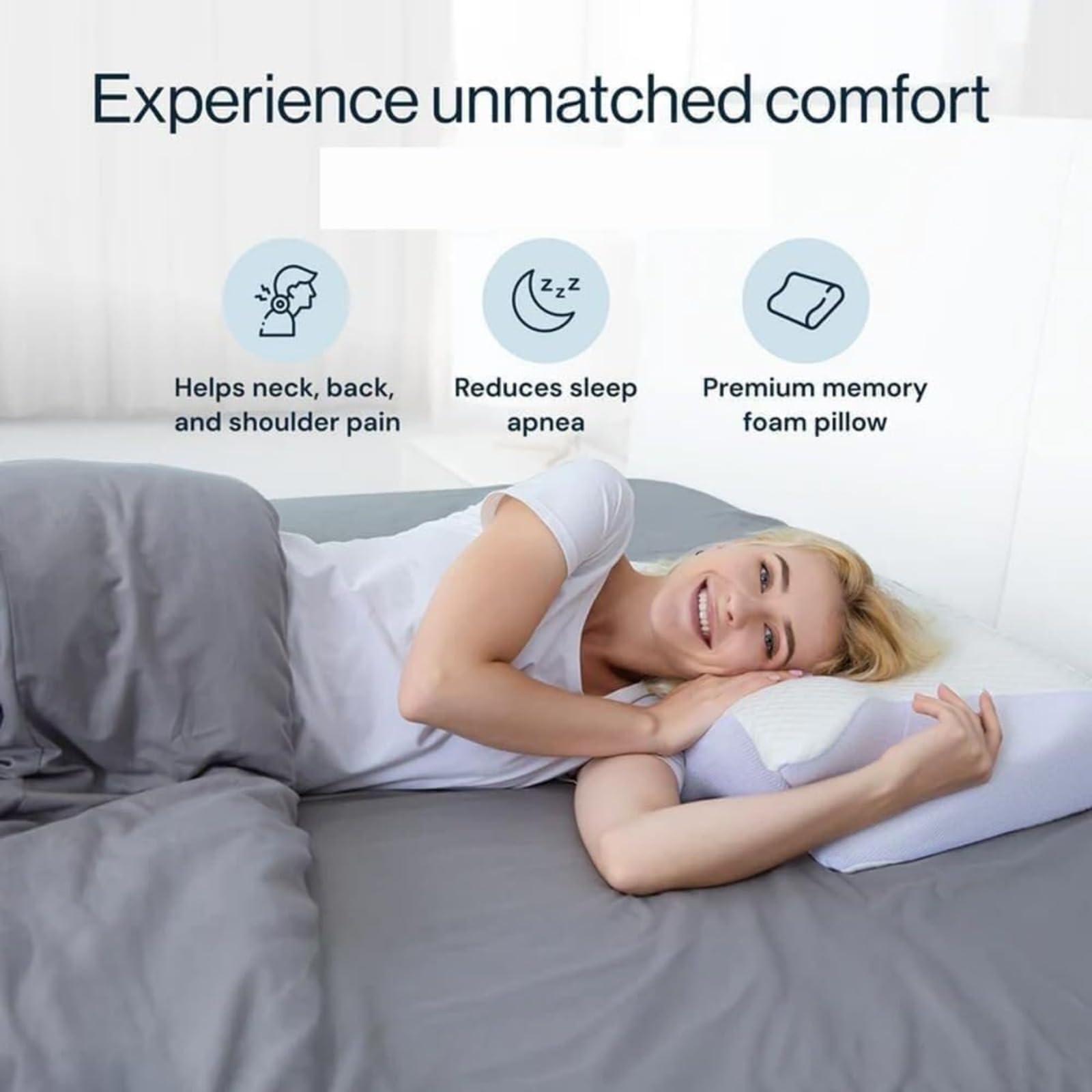 Almohada Dormax - Almohada Ergonómica De Memoria para Dormir Lateral Y Supina,Alivia Dolor De Cuello Y Espalda, Funda Extraíble Lavable,Rebote Lento Protege El Cuello (Blanco)