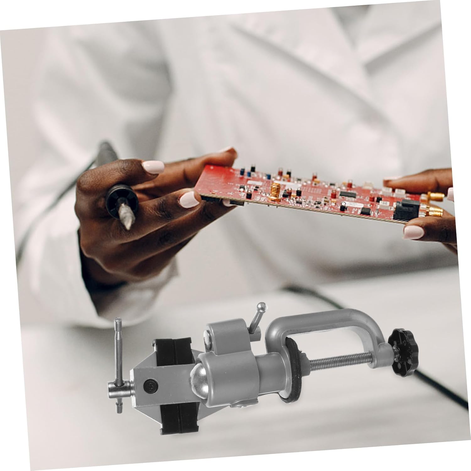 Multipurpose Swivel Table Vise Clamp for Woodworking Metalworking Jewelry Craftsmen Edge-mount Clamp Fits Up to Thick Tables with Protective Rubber Sleeve