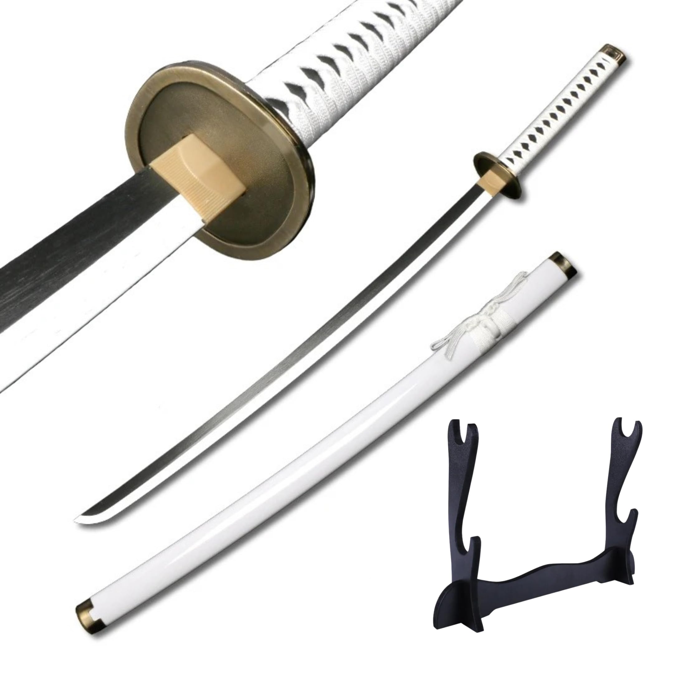 Onepiece : Zoro's WADO ICHIMONJI Katana/Sword Toy 104cm Live Size - Bamboo Wood WADO ICHIMONJI Katana Perfect for Anime Gift/Cosplay (Zoro : Wado Ichimonji, Double Layer Stand)-image-28