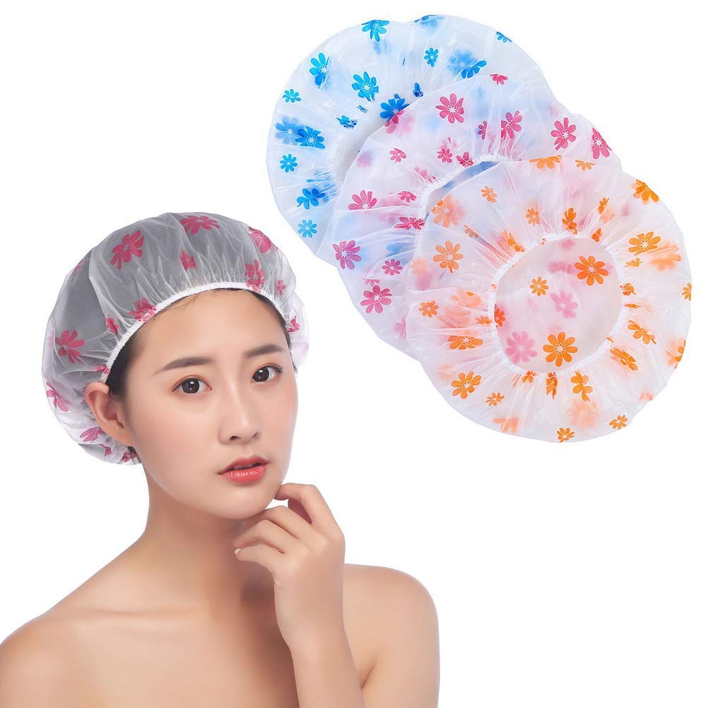 ayushicreationa Reusable Waterproof Bathroom Shower Caps for Women, Kids, Men, Babies, Homes, Spas, Salons, Hair Treatment, Beauty Parlors (Color_Multi) (Pack of 3) 1
