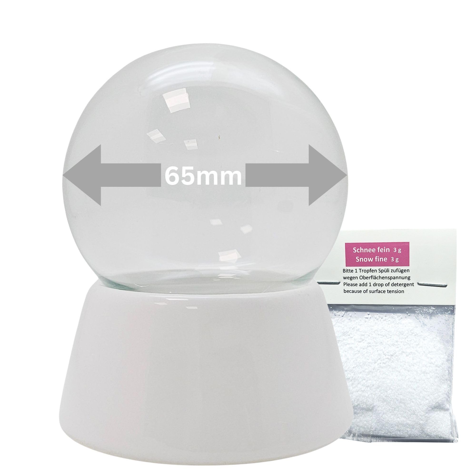 Snowglobe For You - Do It Yourself White 65 Mm Do It Yourself Order Set Diy Snow Globe With Glass Ball And Porcelain Base - 40002