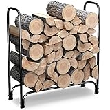 Home-Complete Firewood Storage Rack- Steel Wood Pile Holder for Stacking Cut Logs for Indoor/Outdoor Use, Fireplaces, Firepits, Backyard (4 Ft)