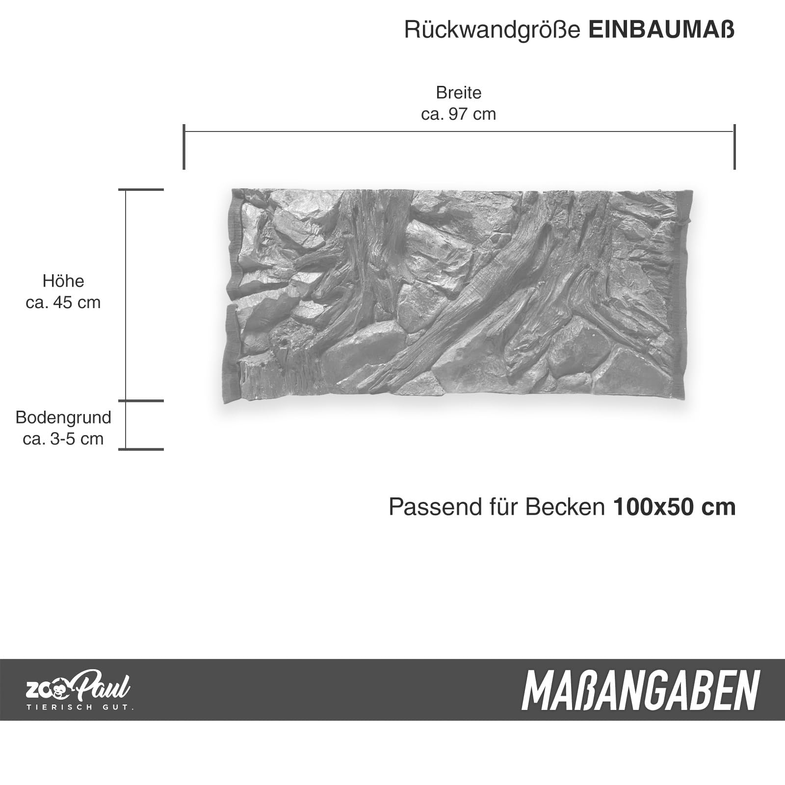 ZooPaul Aquarium Rückwand 3D 100x40cm 100x50cm 100x60cm Terrarium Hintergrund Fels Stein Wurzel Struktur Amazonas NEU