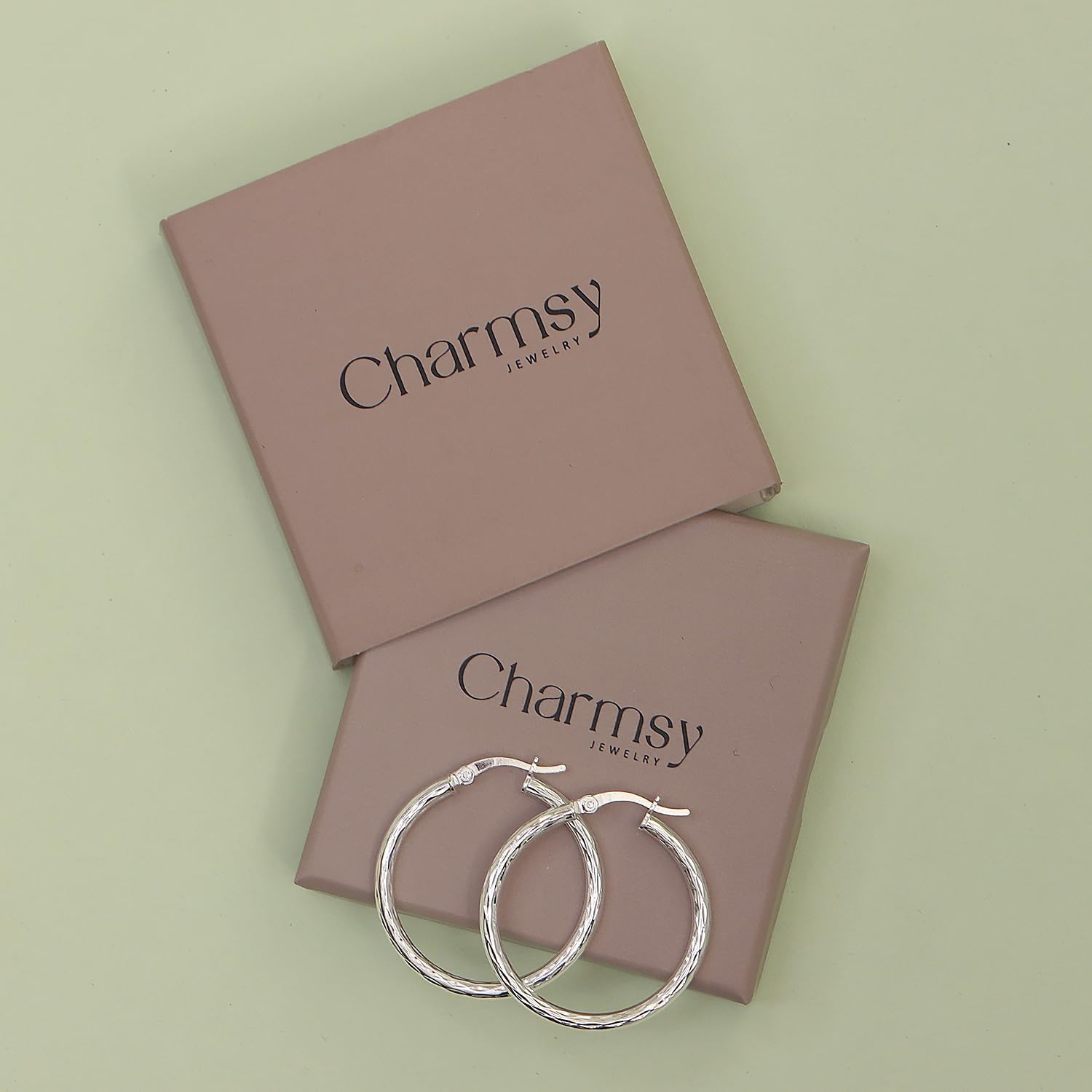 Charmsy 925 Sterling Silver Hoop Earrings | Lightweight Italian 2.5mm Tube Diamond-Cut Round Classic Hoops Earring for Women | Size 15/20/25/30/35/40/50/60/70mm | Small Medium Large - Image 6