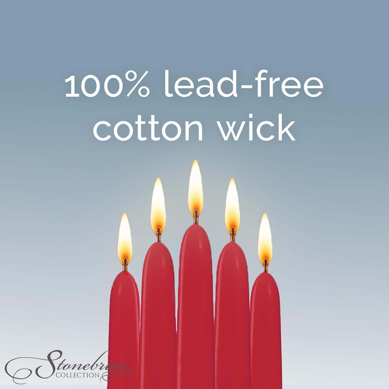 Stonebriar Unscented Taper Candles — 7 Hour Burn Time, Candle Stick Candles for Weddings, Holidays, Home Décor & Special Events, Pack of 10, Red, 10" image 2