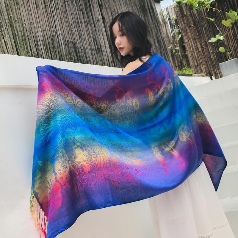 Fashion Women's Silk Scarf Luxury Satin Shawl Wraps4