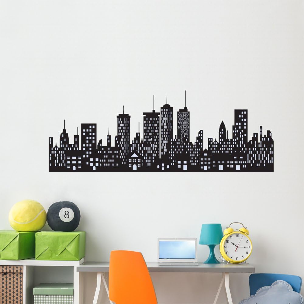 Wallmonkeys WM213338 Urban Buildings in The City Peel and Stick Wall Decals, 72" W x 36" H-Colossal