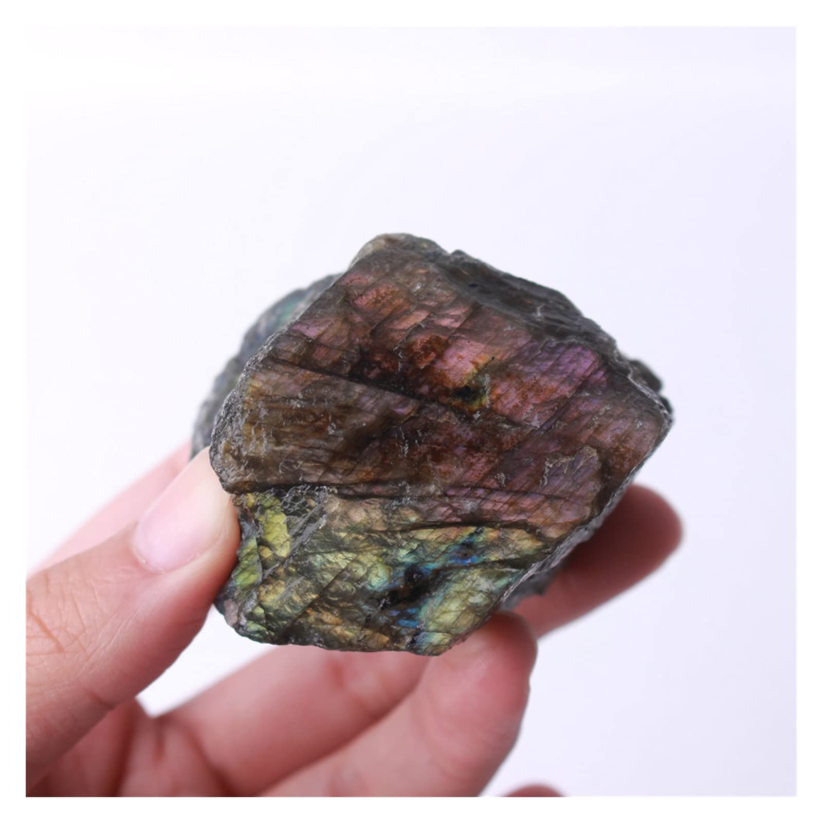 Cristallo Naturale Grezzo 1 Pezzo di Pietra di Cristallo Gemma di Labradorite Colorata Naturale Grezza Collezioni di casa (Size : 200 300g)