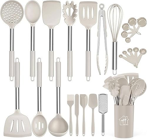 Juego de utensilios de cocina de silicona, utensilios de cocina de 26 piezas, silicona antiadherente resistente al calor, utensilios de cocina con disponible en Yaxa Colombia